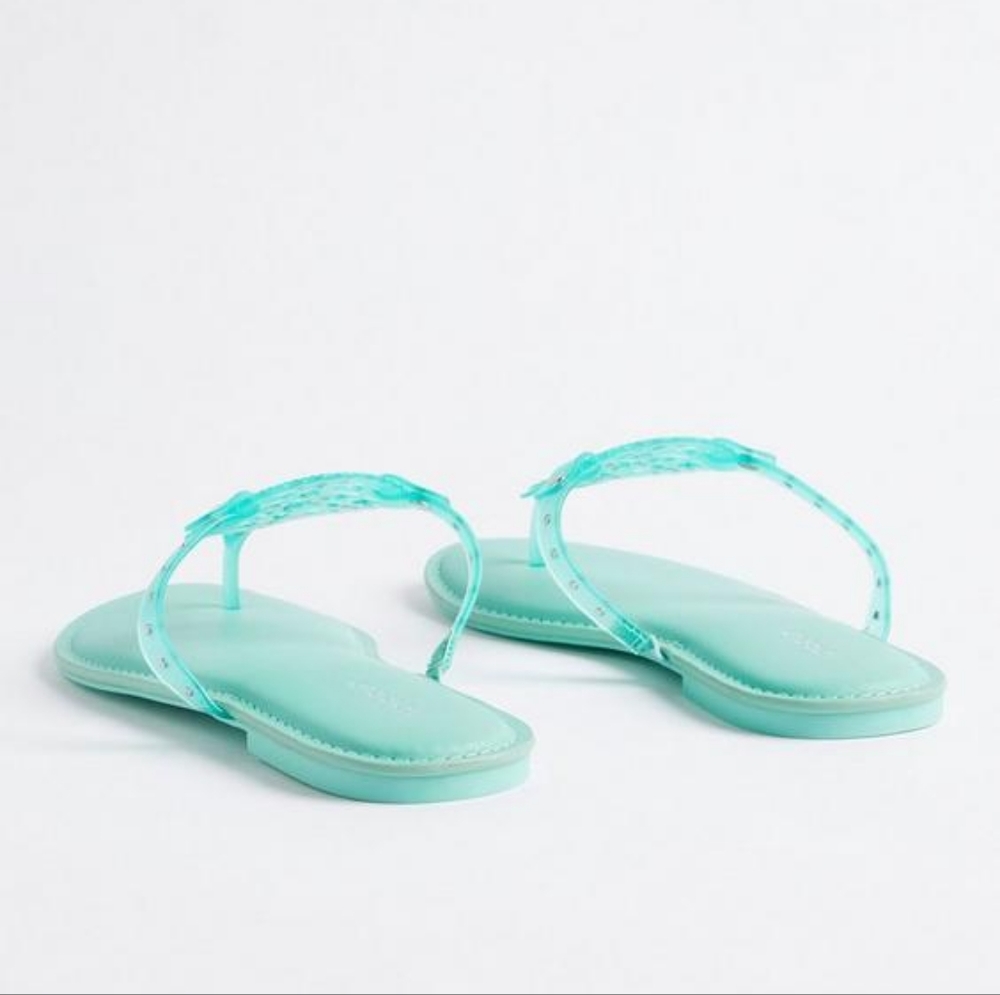 Torrid extra width t-strap jelly sandal, 9ww, mint blue - Picture 4 of 8